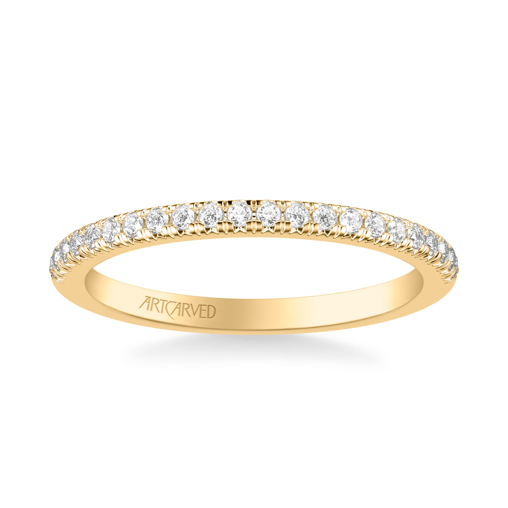 31-V1062-L - ARTCARVED - Classic Wedding Band with Round Diamonds