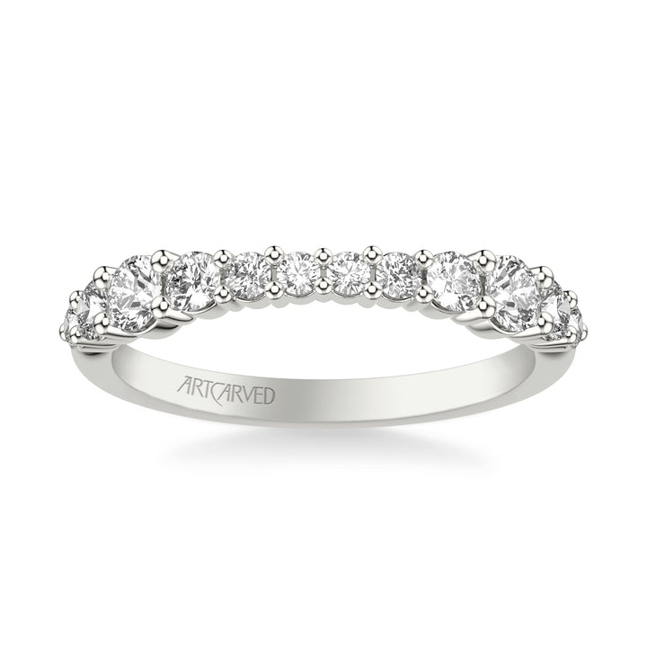 Classic Wedding Band with Graduated Round Prong Set Diamonds