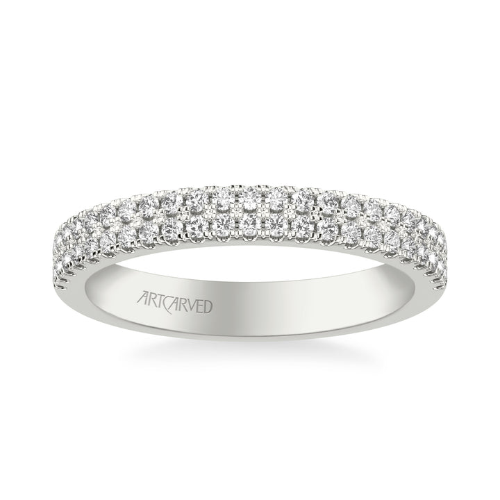 31-V1086W-L.00 - ARTCARVED -  Classic Wedding Band with Double Row Diamonds
