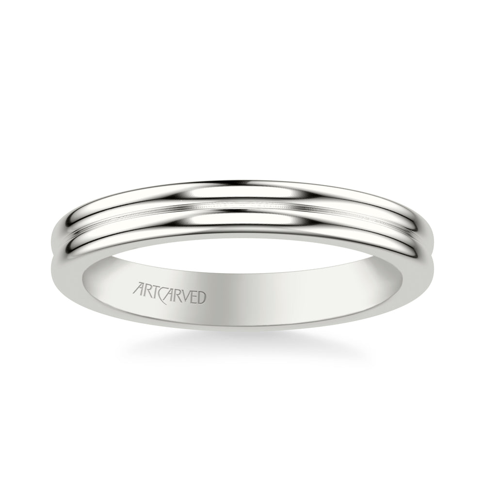 31-V1086W-W.00 - ARTCARVED -  Classic Wedding Band with Double Row Polished Band