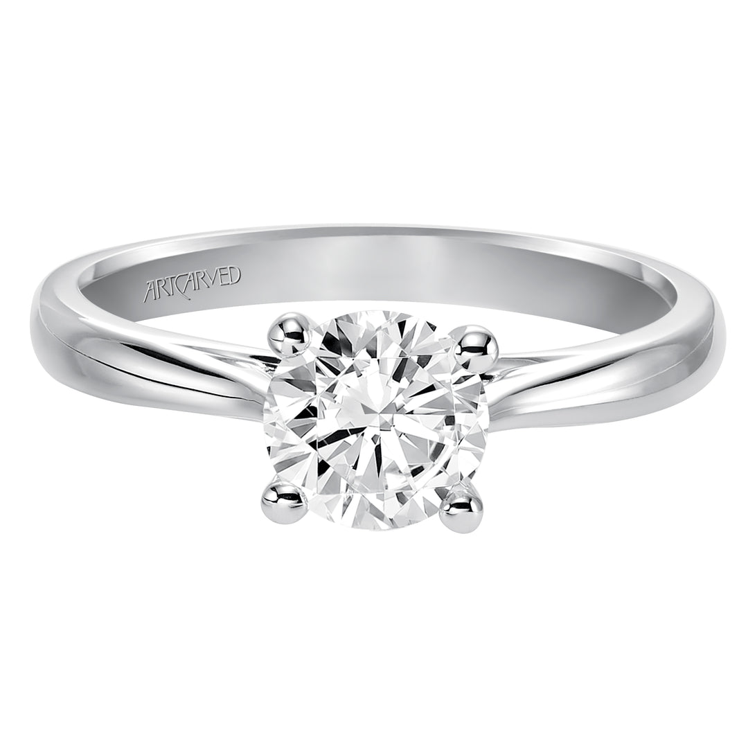 Classic Solitaire Engagement Ring with Polished Band.  Center Stone is not included.