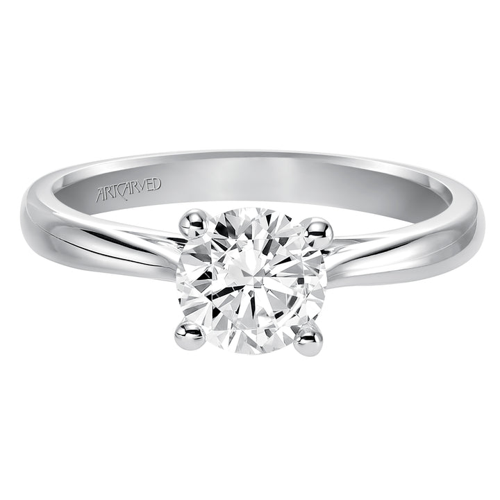 Classic Solitaire Engagement Ring with Polished Band.  Center Stone is not included.