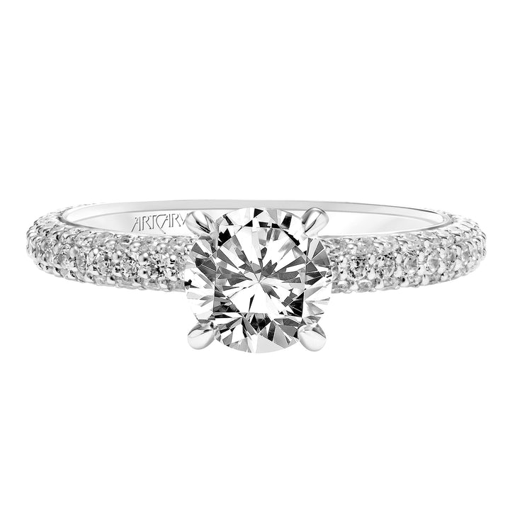 Classic Diamond Engagement Ring with Pave Shank and Diamond Collar.  Center Stone is not included.