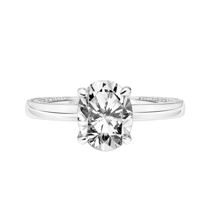 31-V802-E - ARTCARVED - Diamond Engagement Ring with High Polished Shank with Diamond Accented Prongs & Row of Interior Diamonds