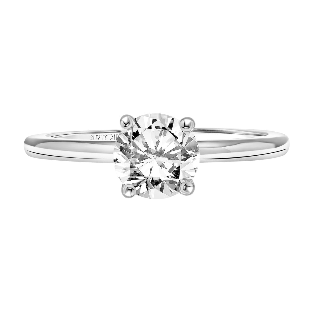 Diamond Solitaire Engagement Ring with Diamond Collar and Polished Shank.  Center Stone is not included.