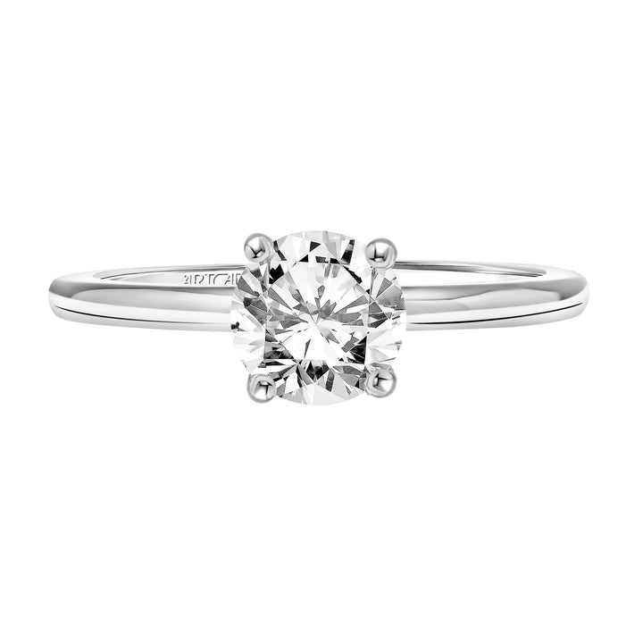 Diamond Solitaire Engagement Ring with Diamond Collar and Polished Shank.  Center Stone is not included.