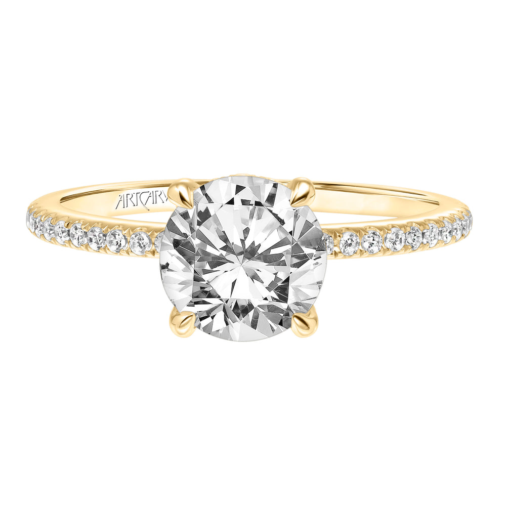 31-V820-E - ARTCARVED - Classic Engagement Ring with Diamond Accented Basket and Diamond Shank