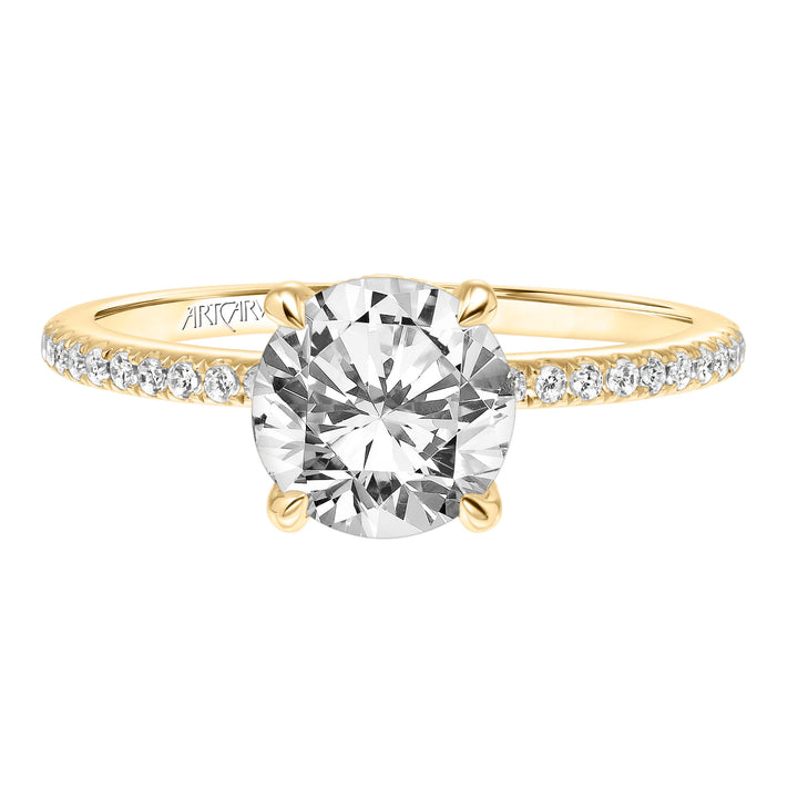 Classic Engagement Ring with Diamond Accented Basket and Diamond Shank.  Center Stone is not included.