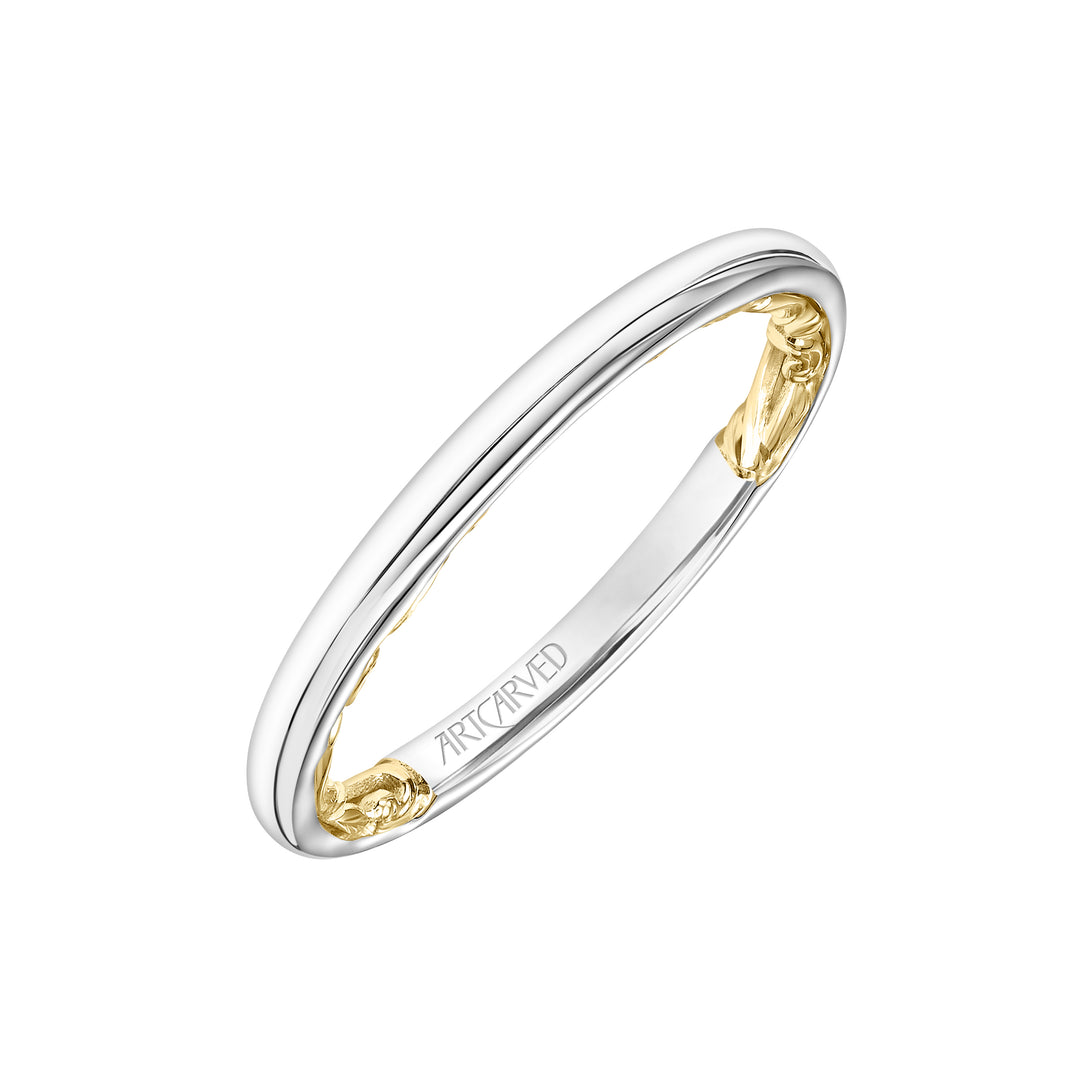 Lyric Polished Wedding Band with Inner Carved details