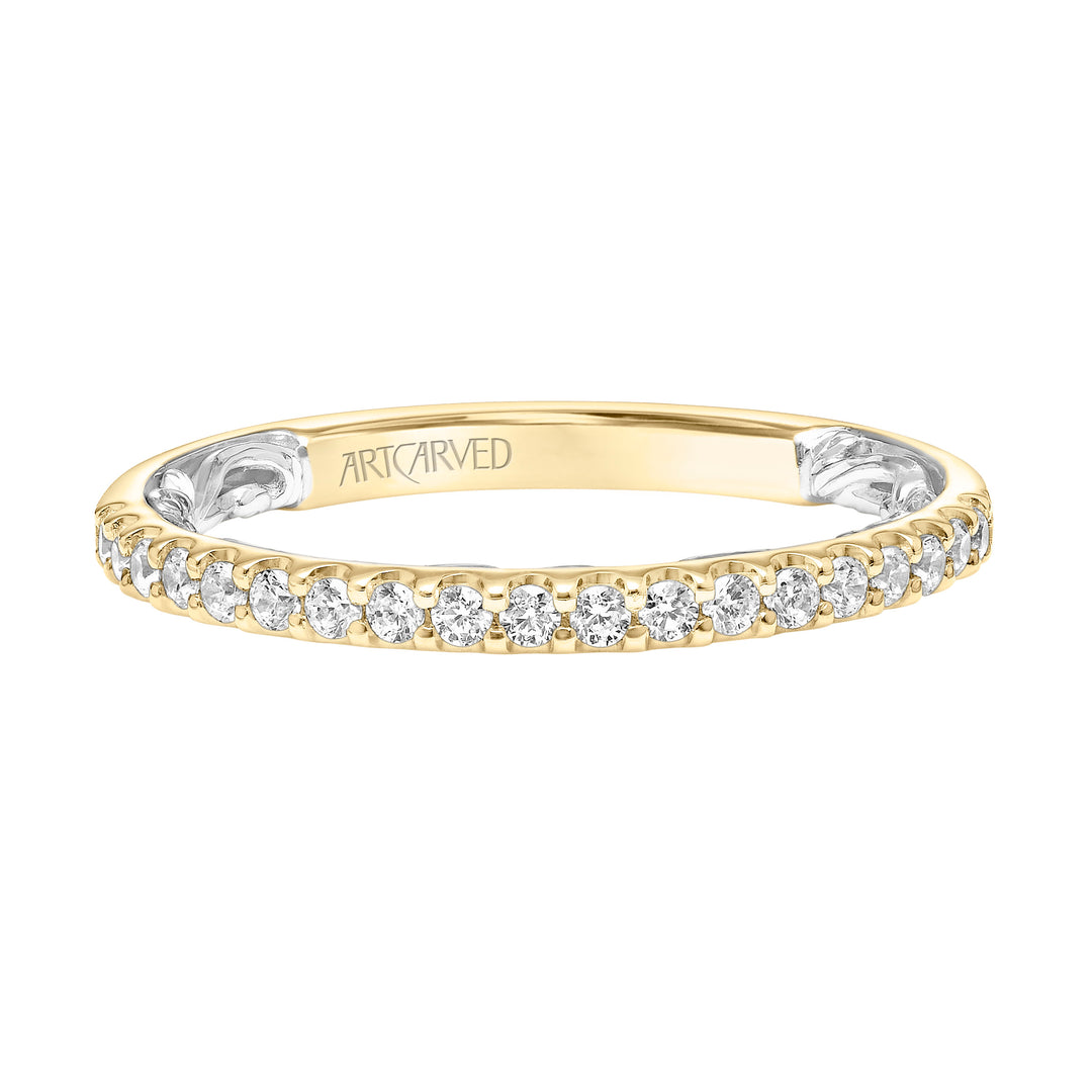31-V908-L - ARTCARVED - Lyric Diamond Wedding Band with Inner Carved details