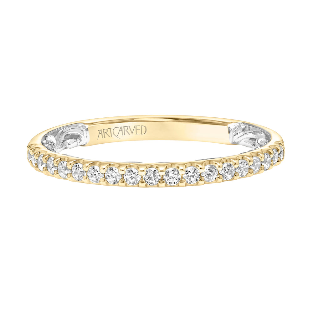31-V908-L - ARTCARVED - Lyric Diamond Wedding Band with Inner Carved details