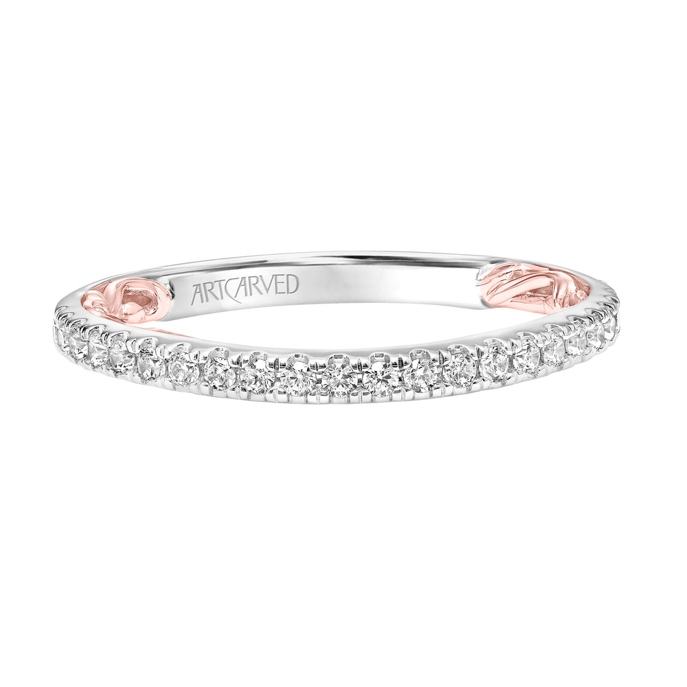 31-V911-L - ARTCARVED - Lyric Diamond Wedding Band with Inner Carved details