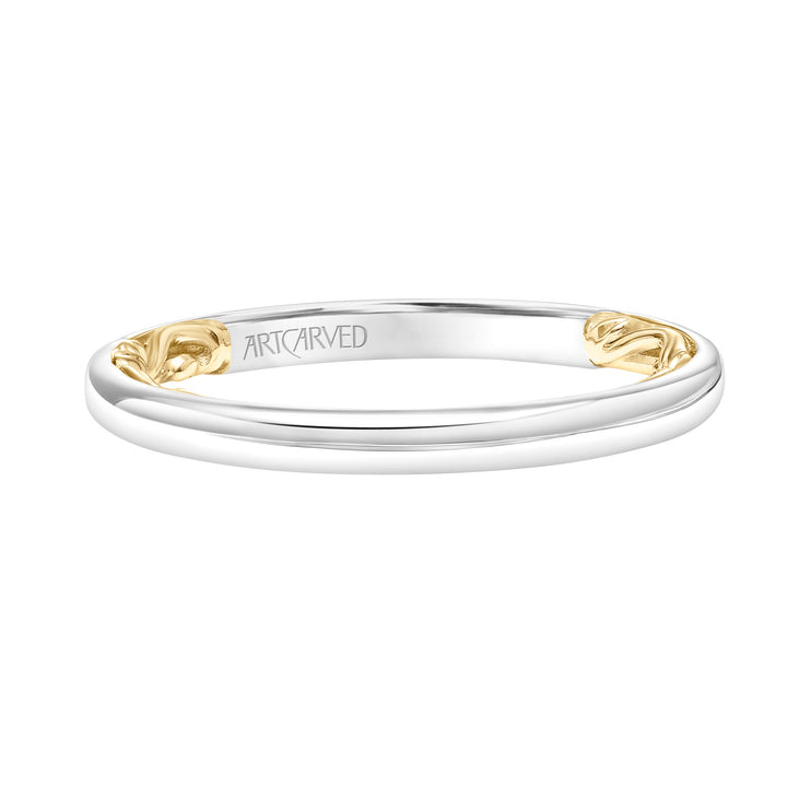 Lyric Polished Wedding Band with Inner Carved details