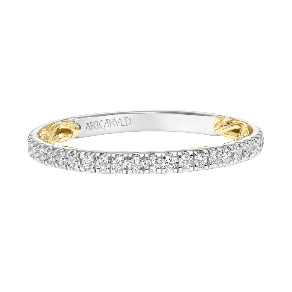 31-V927-L - ARTCARVED - Lyric Diamond Wedding Band with Inner Carved details