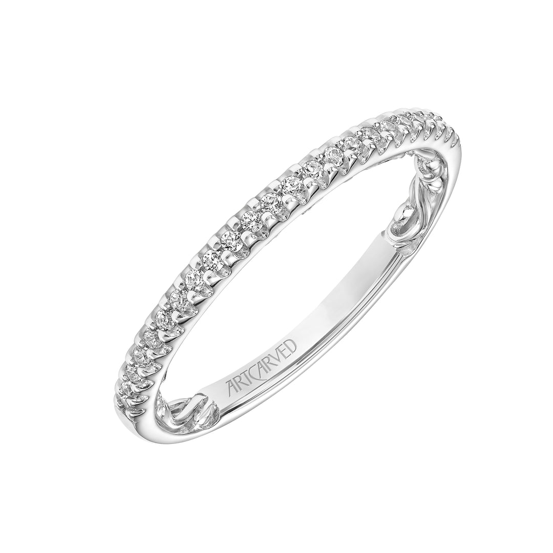 Lyric Diamond Wedding Band with Inner Carved details
