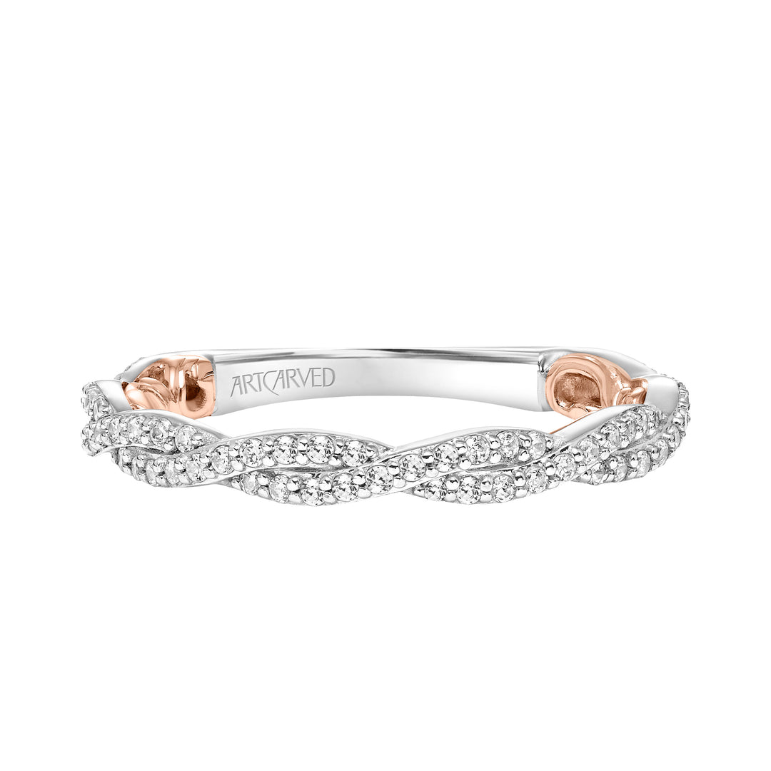 31-V955-L - ARTCARVED - Lyric Twist Diamond Wedding Band with Inner Carved details