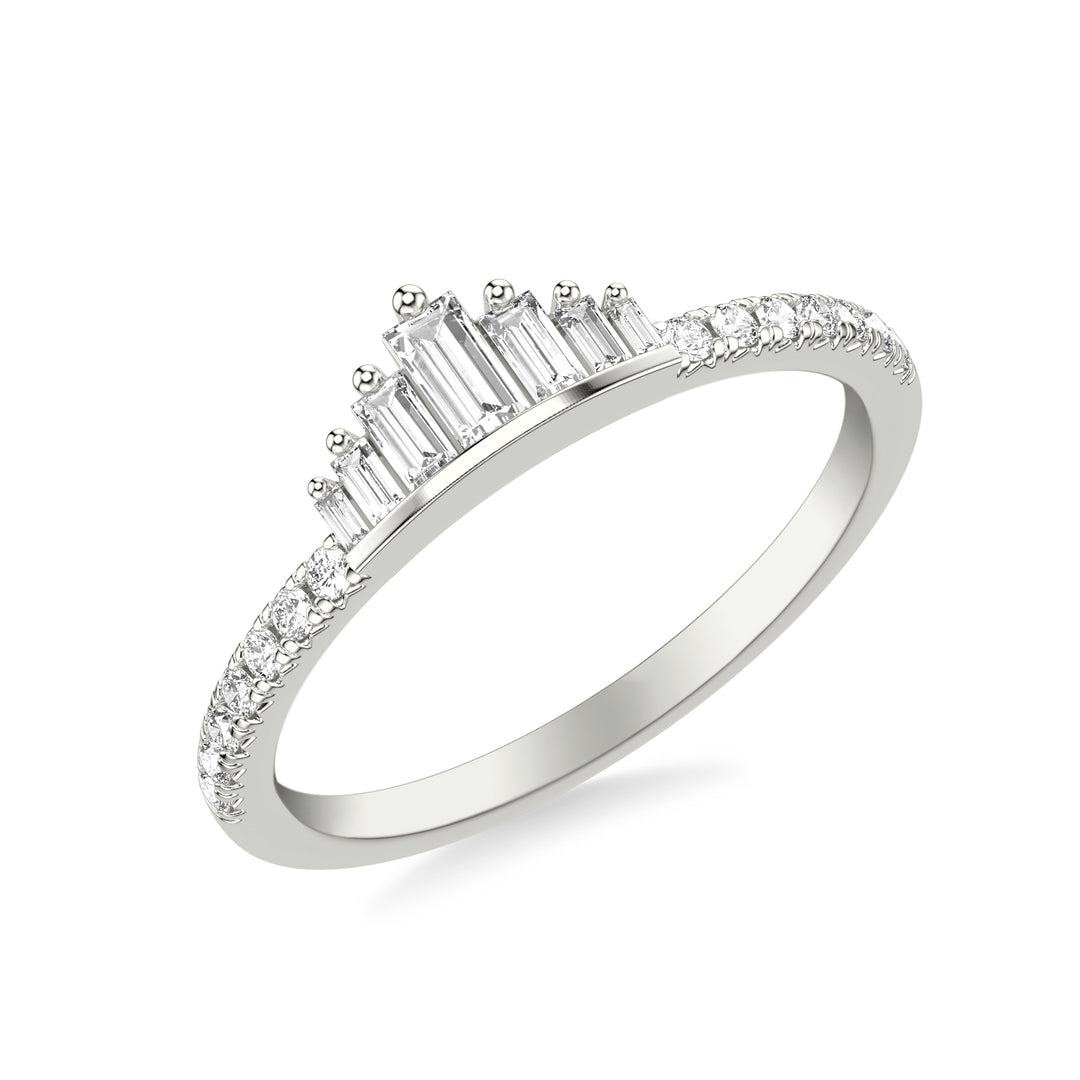 Contemporary Stackable with Prong Set Graduated Baguette Diamond and Round Diamond Tiara Band
