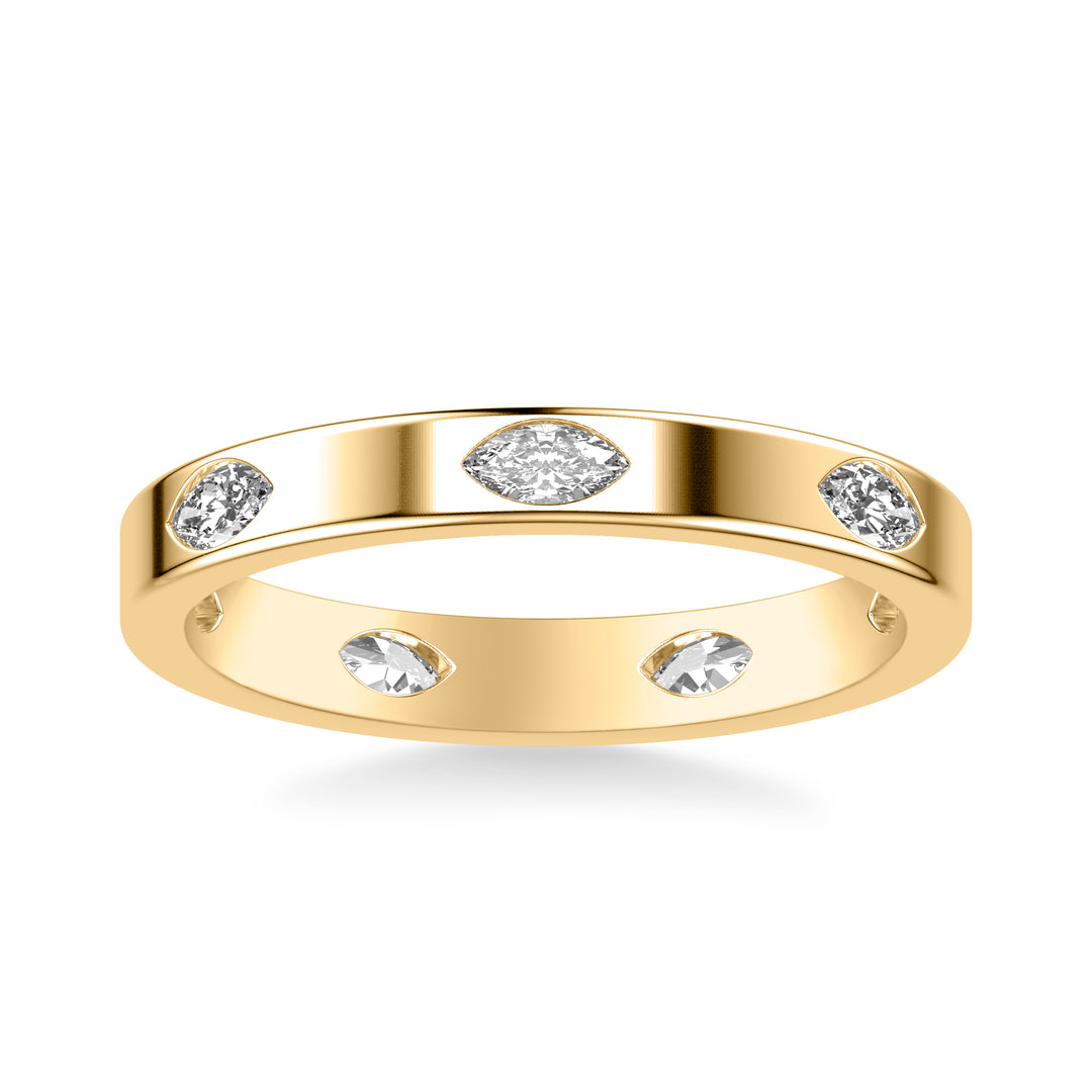 Contemporary Stackable with Bezel Set Marquise Diamonds with Polished Band