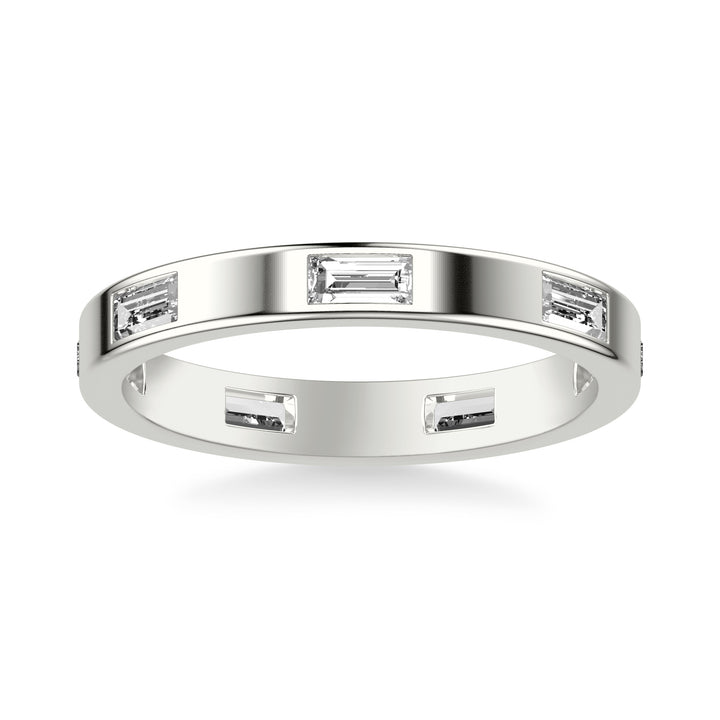 Contemporary Stackable with Bezel Set Baguette Diamonds and Polished Band