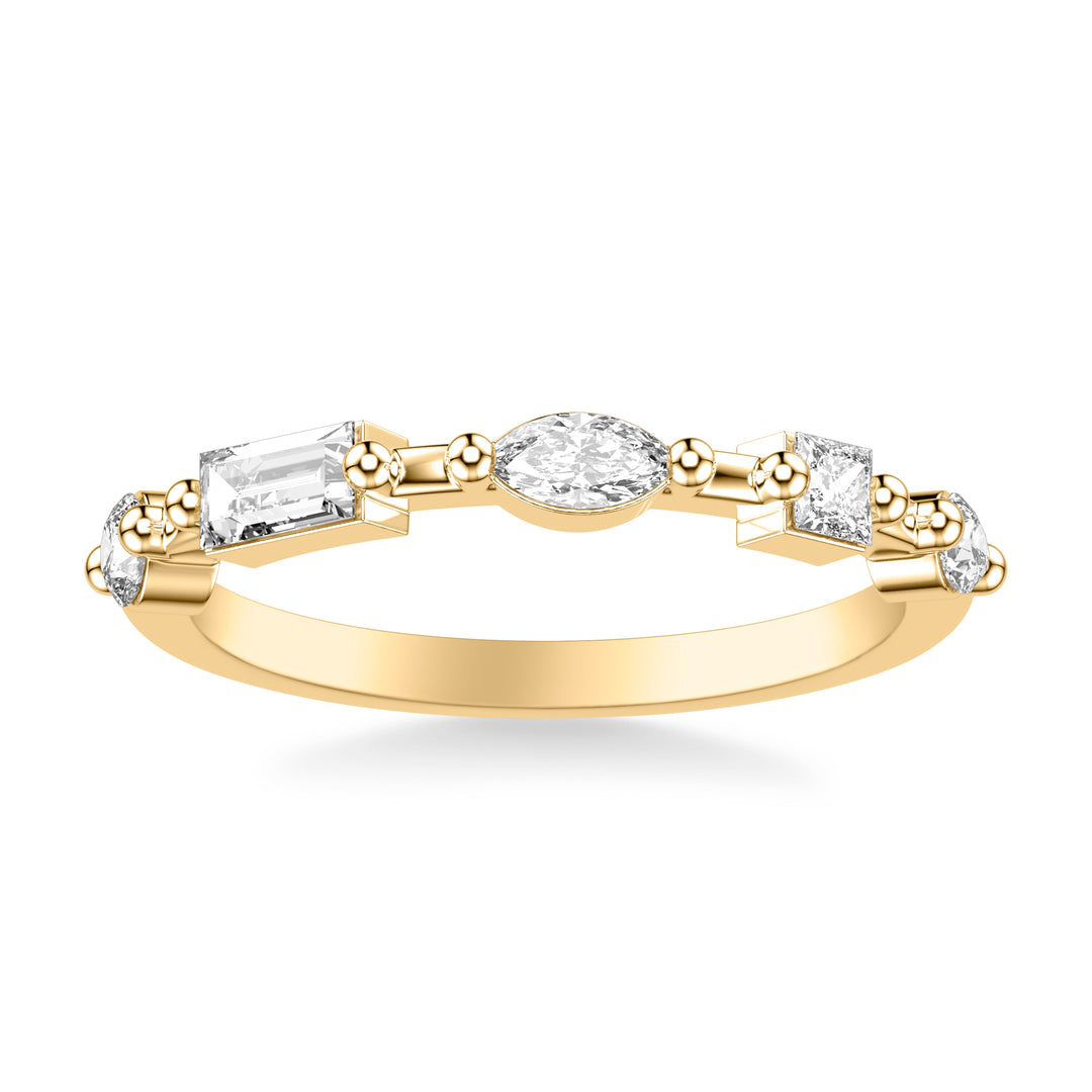 Contemporary Stackable with Distance Mixed Marquise and Baguette and Princess and Pear and Round Diamond Ring