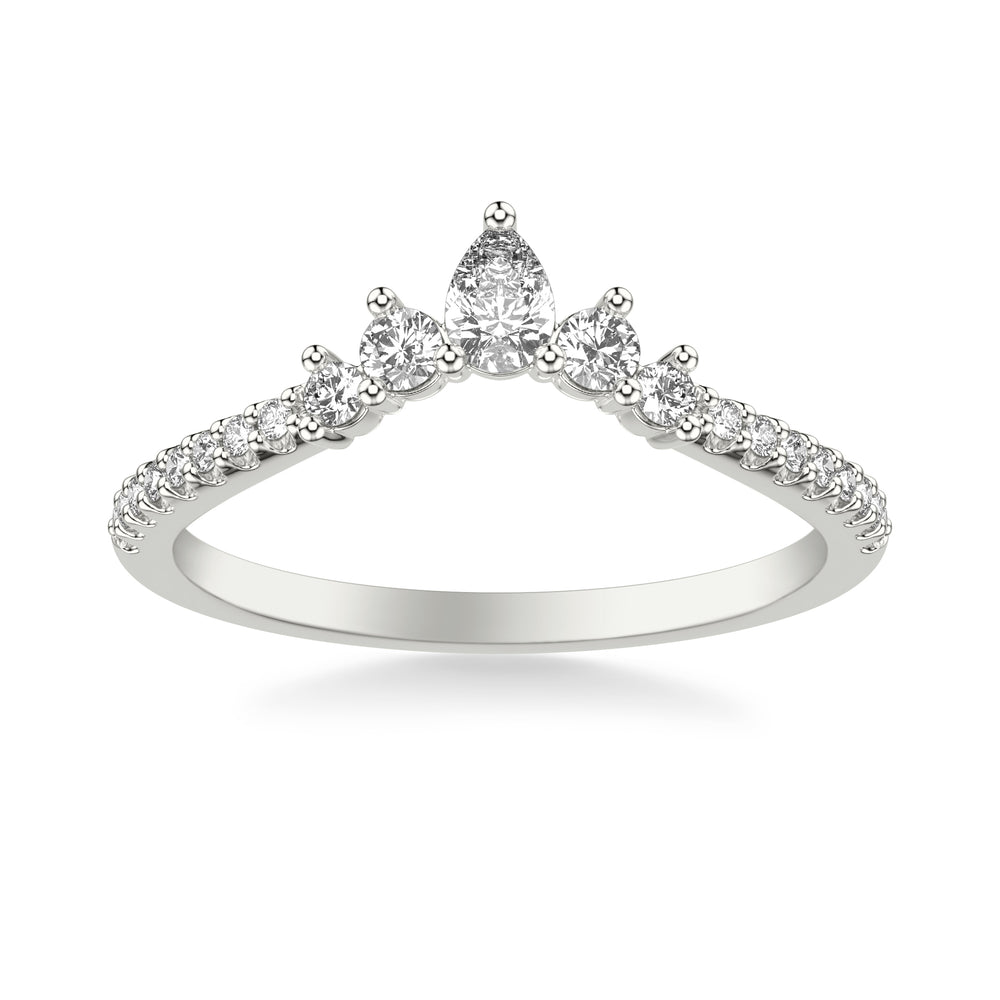 Contemporary Curved Stackable with Prong Set Pear and Round Diamond Tiara Band