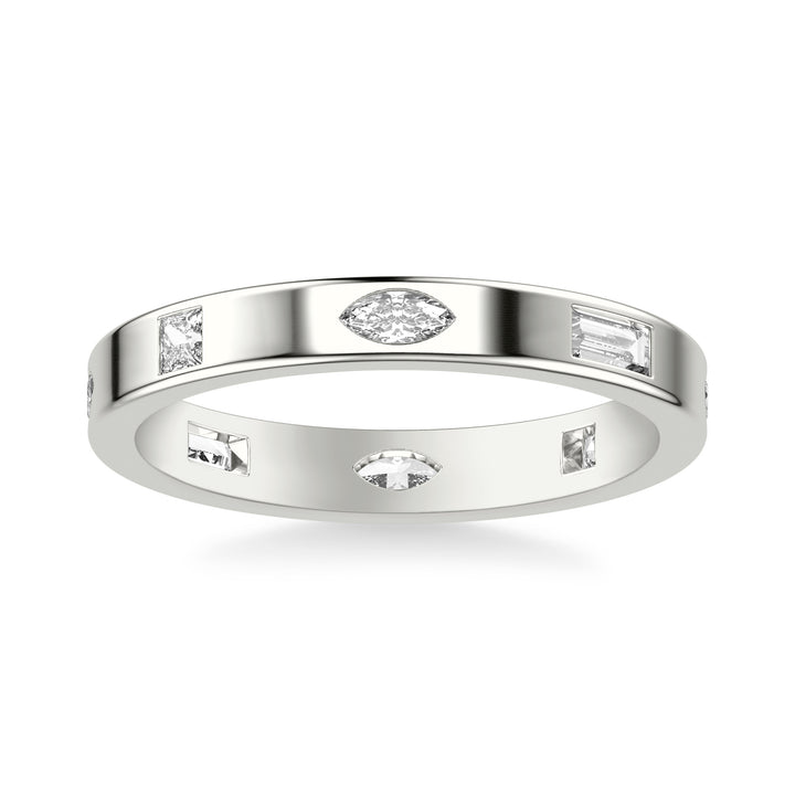 Contemporary Stackable with Bezel Set Princess and Marquise and Baguette Diamonds with Polished Band