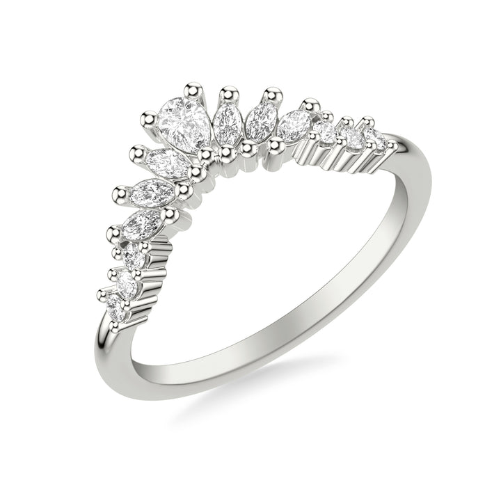 Contemporary Curved Stackable with Prong Set Mixed Pear &  Marquise &  and Round Diamond  Band