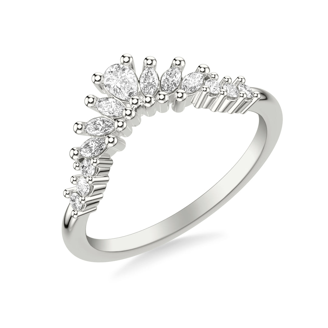 Contemporary Curved Stackable with Prong Set Mixed Pear &  Marquise &  and Round Diamond  Band
