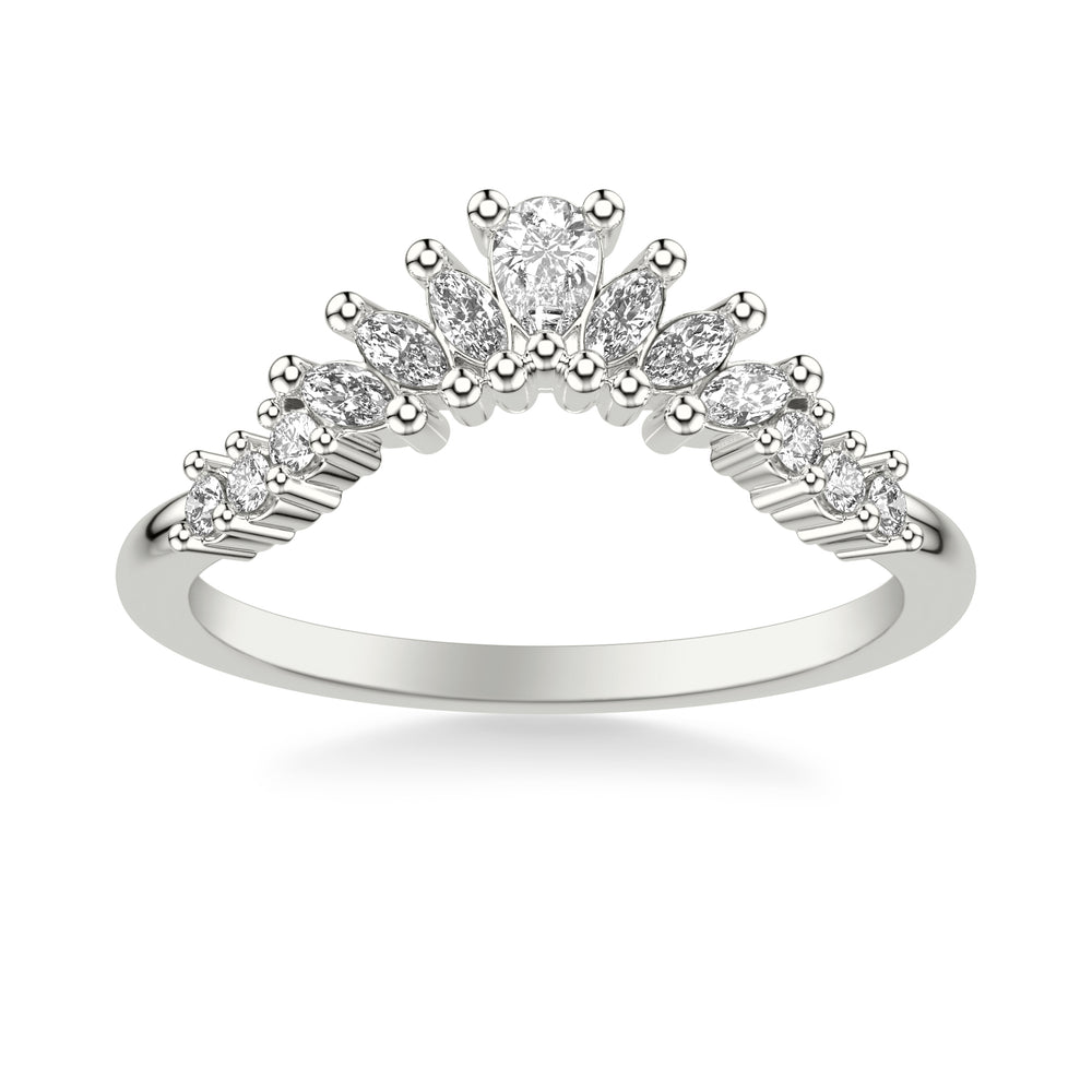 Contemporary Curved Stackable with Prong Set Mixed Pear &  Marquise &  and Round Diamond  Band