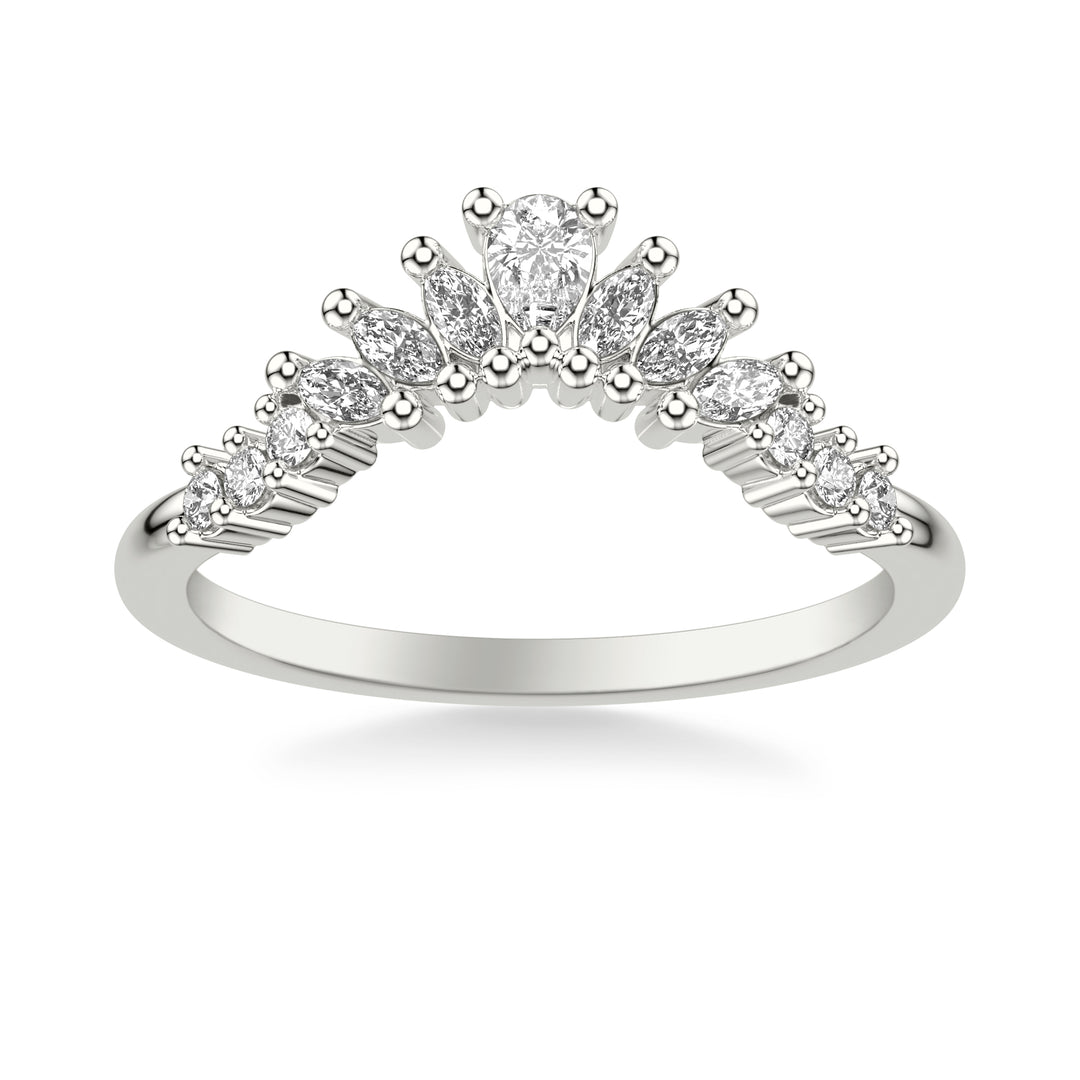 Contemporary Curved Stackable with Prong Set Mixed Pear &  Marquise &  and Round Diamond  Band