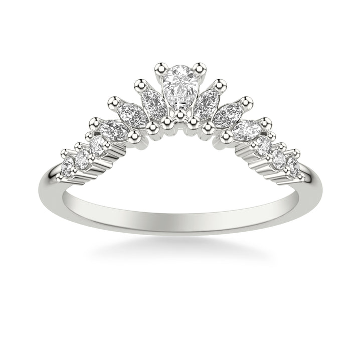 Contemporary Curved Stackable with Prong Set Mixed Pear &  Marquise &  and Round Diamond  Band