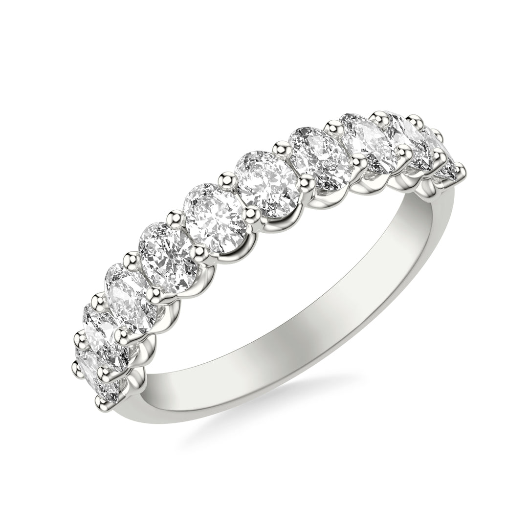 Anniversary Band with North/South Oval Diamonds and Double Shared Prong