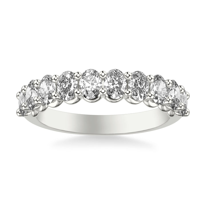Anniversary Band with North/South Oval Diamonds and Double Shared Prong
