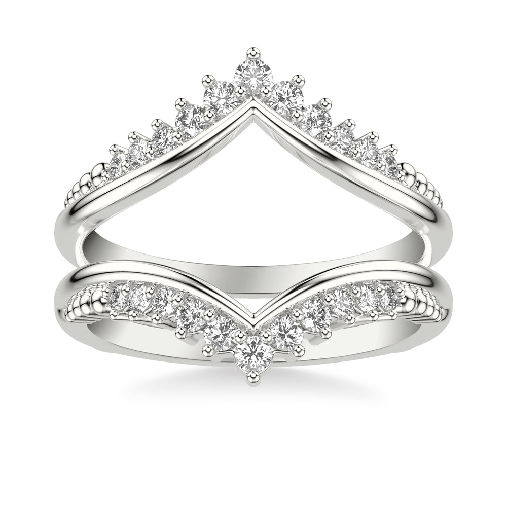 Contemporary V-Shape Ring Enhancer with Diamond Accents
