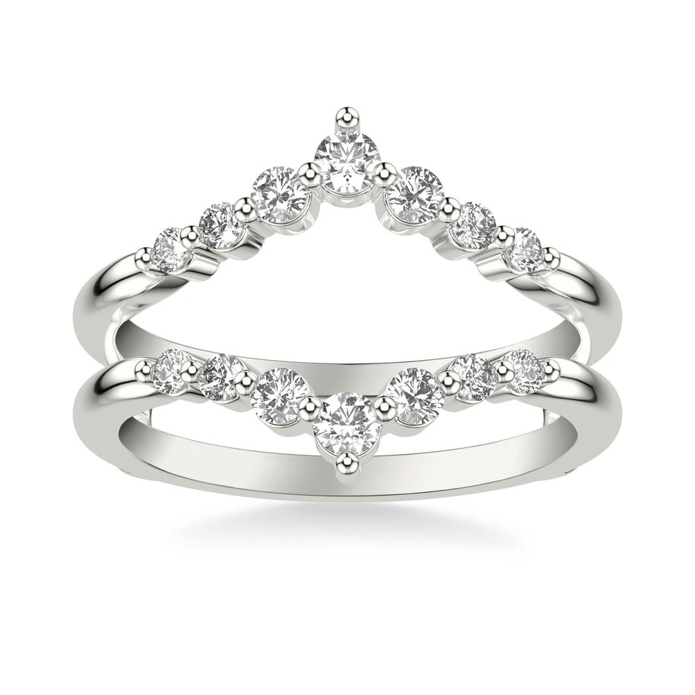 Contemporary V-Shape Shared Prong Diamond Ring Enhancer