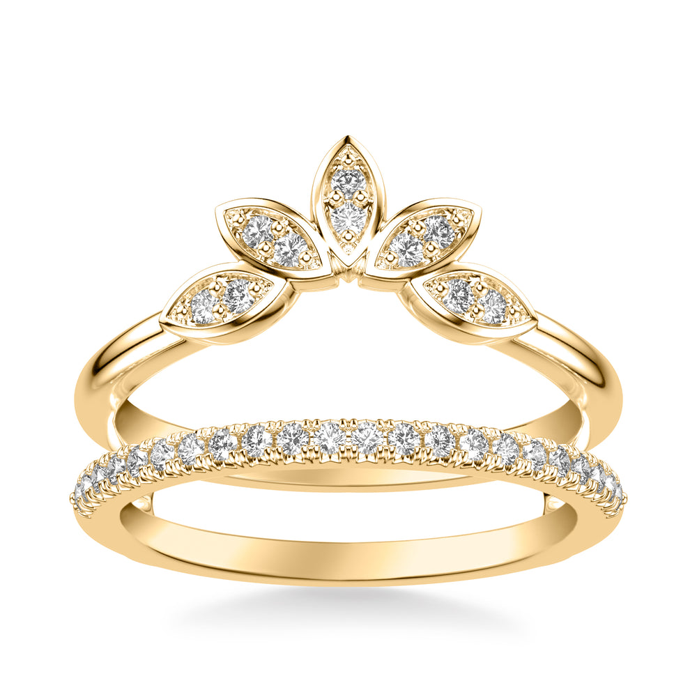 Contemporary Asymmetrical Straight and Floral Ring Enhancer