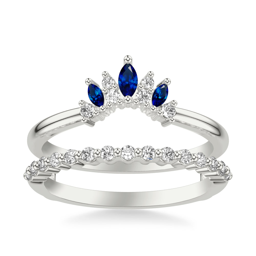 Contemporary Ring Enhancer with Marquise Blue Sapphires and Round Diamonds