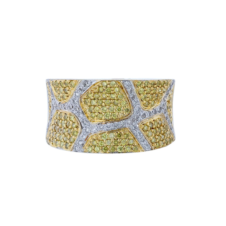 White & Yellow Diamond Concave Ring, 0.91ct.