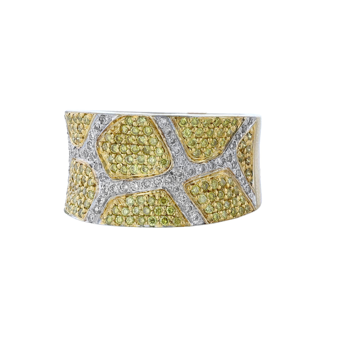White & Yellow Diamond Concave Ring, 0.91ct.
