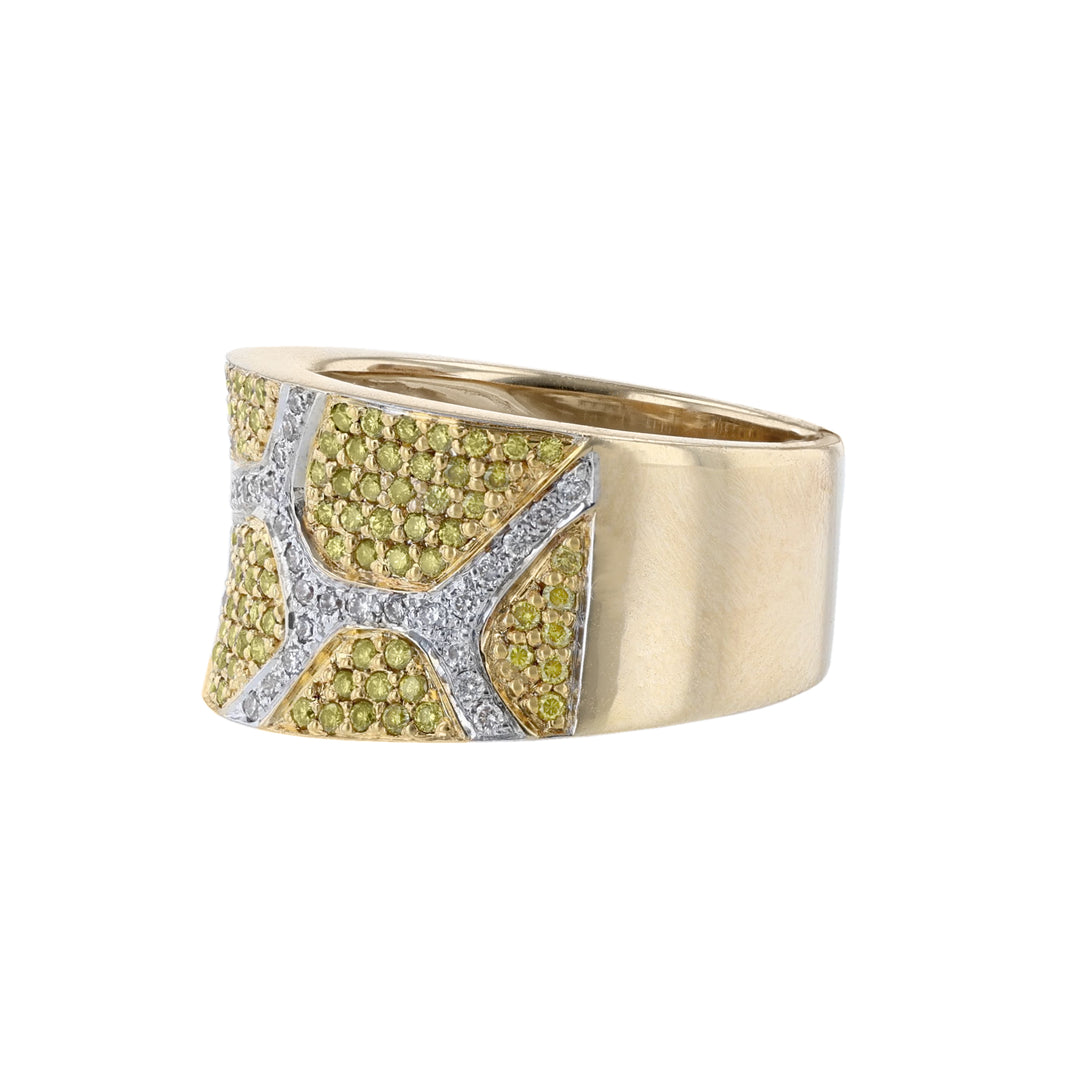 White & Yellow Diamond Concave Ring, 0.91ct.