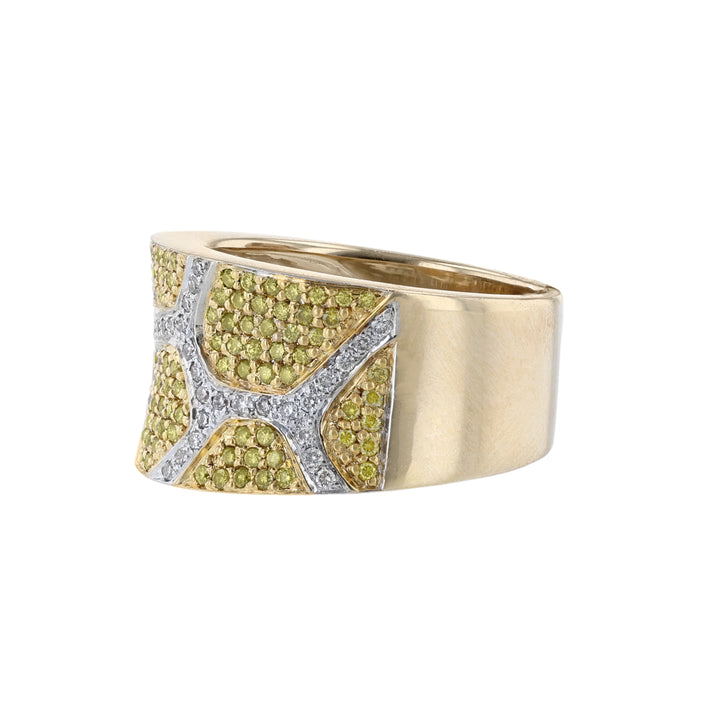 White & Yellow Diamond Concave Ring, 0.91ct.