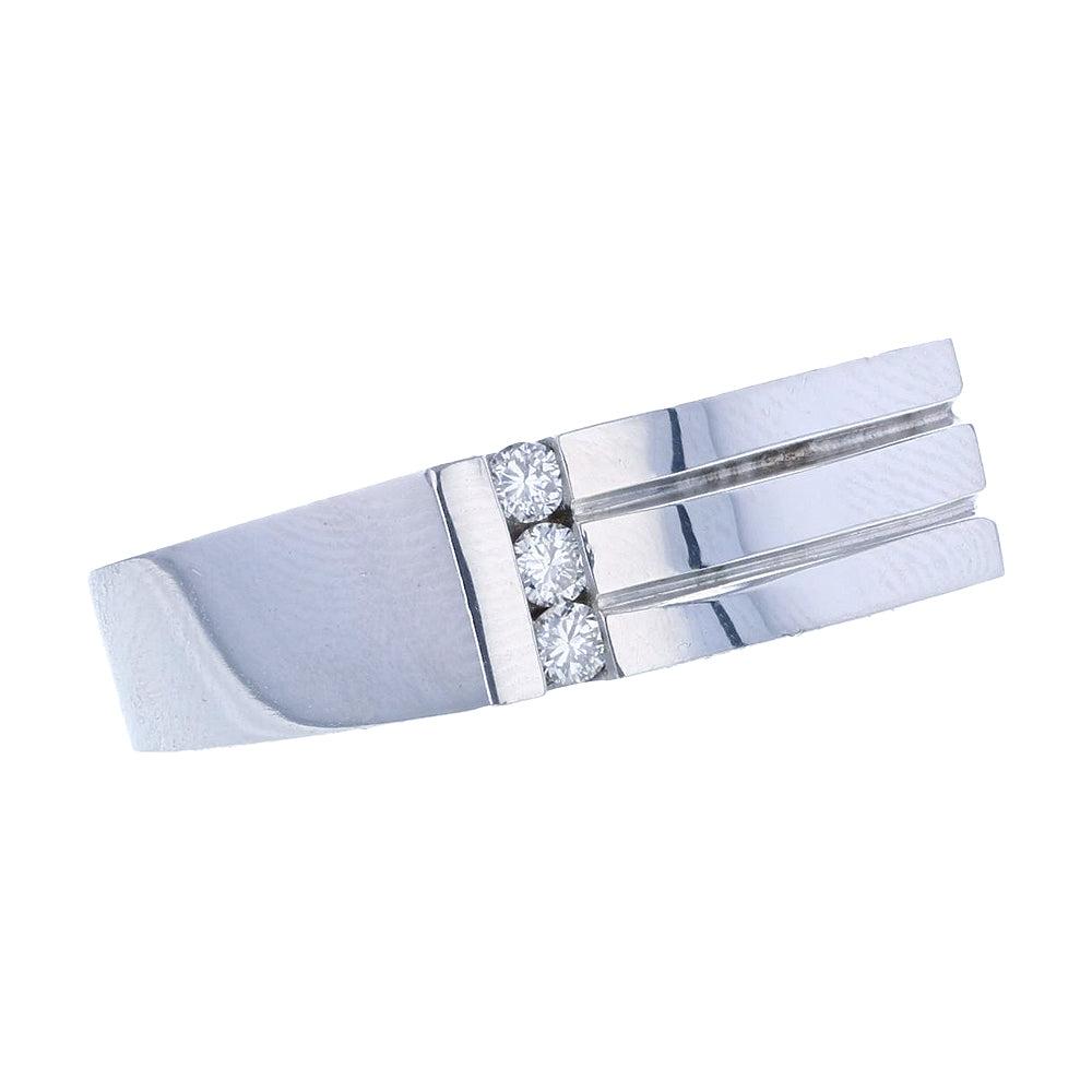 White Gold Mens Three Stone Ring