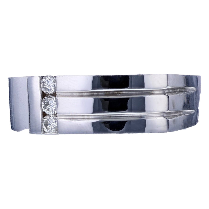 White Gold Mens Three Stone Ring