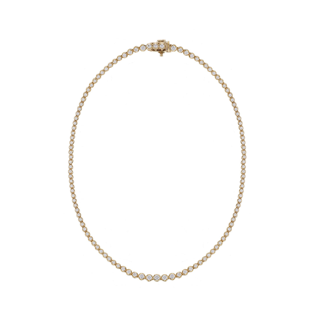 Yellow Gold Diamond Tennis Necklace, 5ct.