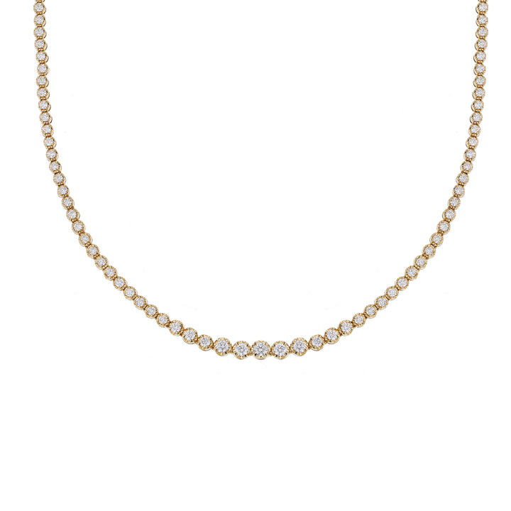 Yellow Gold Diamond Tennis Necklace, 5ct.