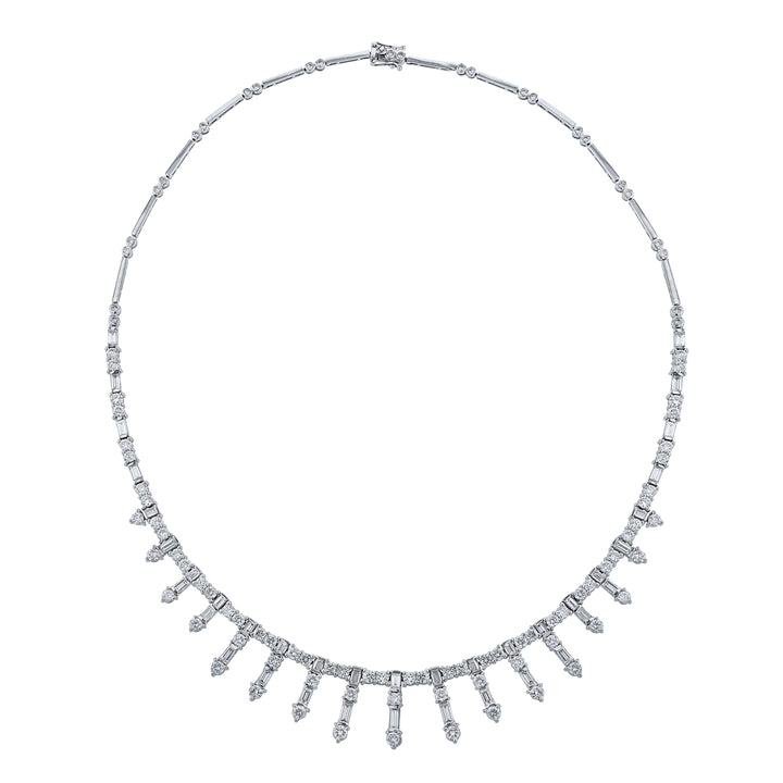 18K White Gold Round Baguette Necklace