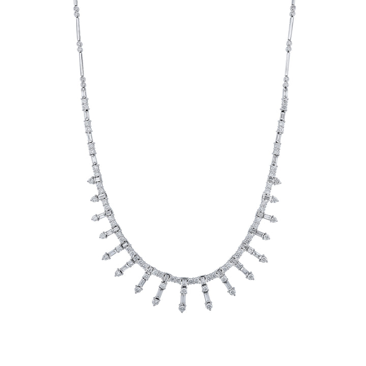 18K White Gold Round Baguette Necklace