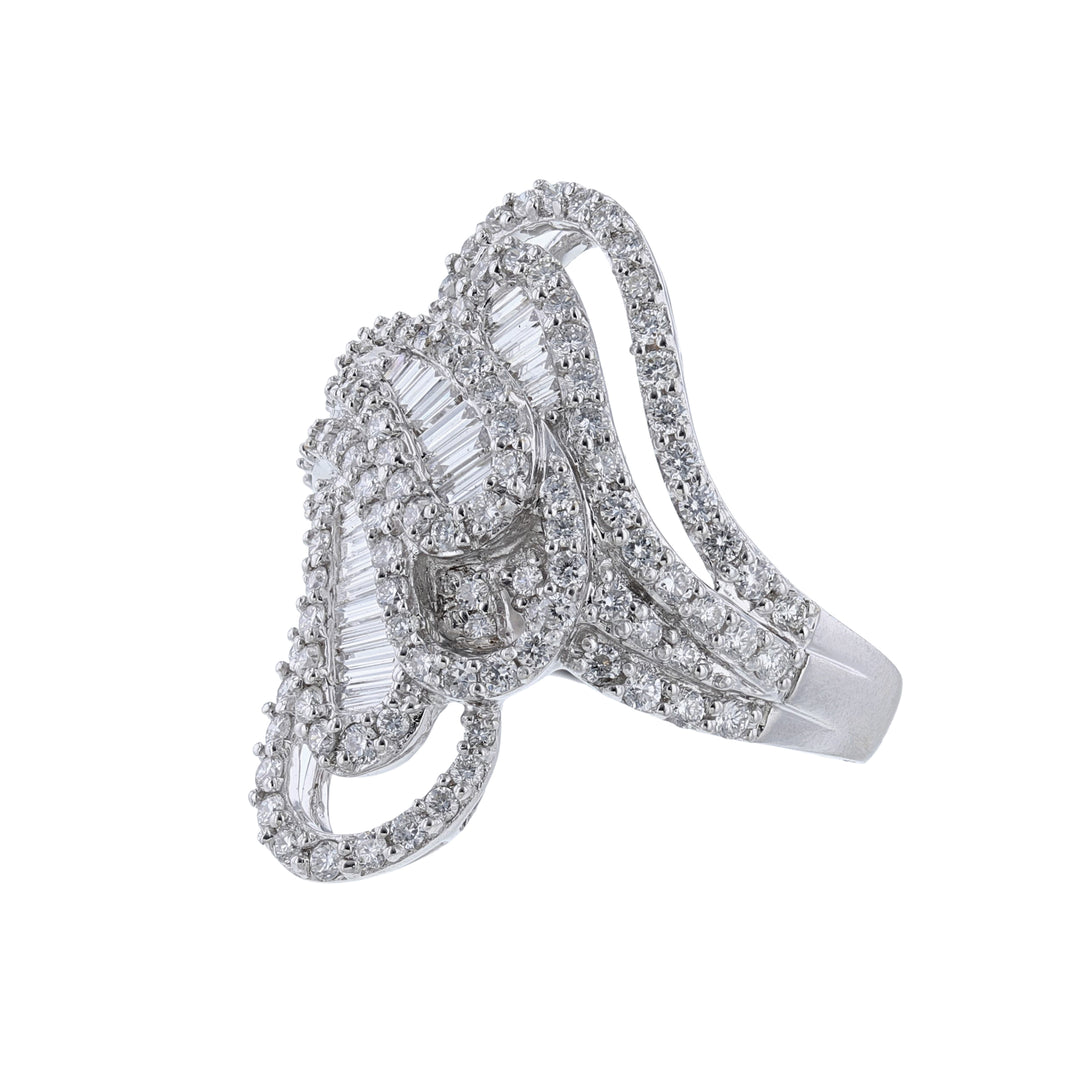 Round Baguette Diamond Cocktail Ring