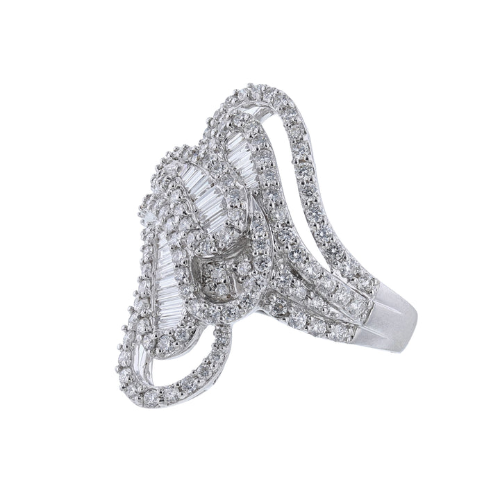 Round Baguette Diamond Cocktail Ring