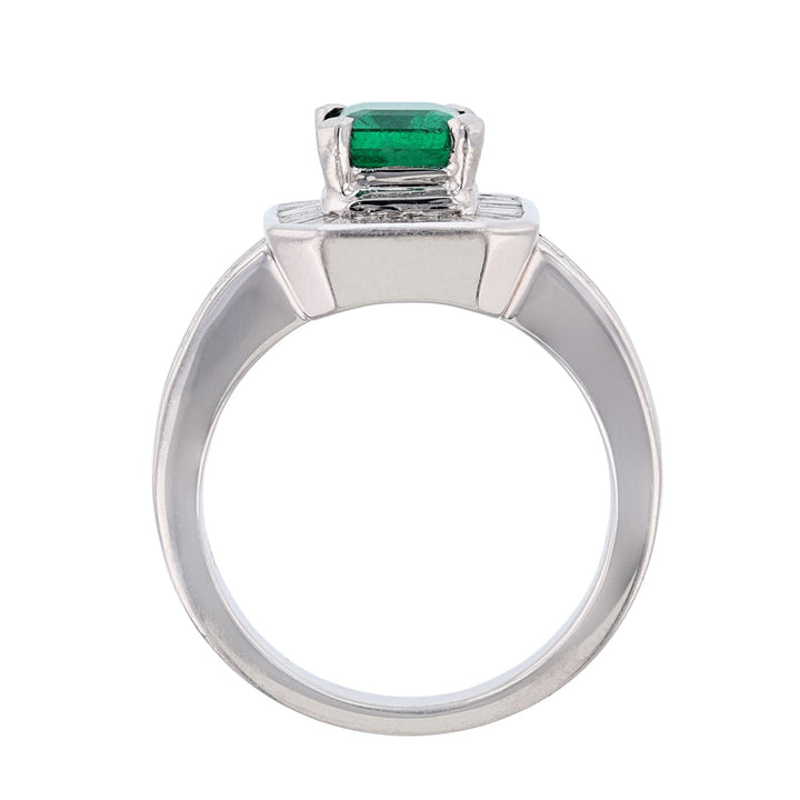 Platinum GIA Emerald and Diamond Ring